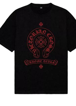 Футболка chrome hearts logo унисекс хром хартс с крестами черная