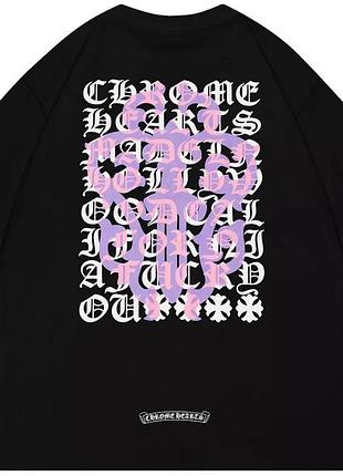 Футболка chrome hearts logo унісекс хром хартс з хрестами чорна