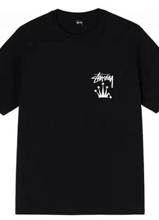 Мужская футболка stussy crown logo черная унисекс стусси корона