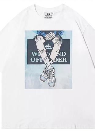 Мужская футболка weekend offender 1312 acab logo белая унисекс викенд офендер