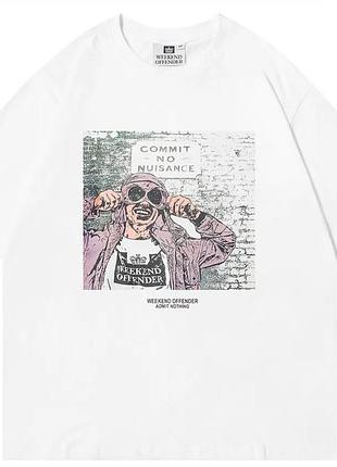 Мужская футболка weekend offender casual logo унисекс викенд офендер белая