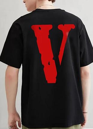 Мужская футболка vlone logo унисекс v лон черная
