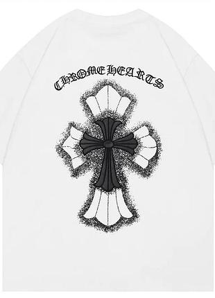 Футболка chrome hearts logo унісекс хром хартс з хрестами біла