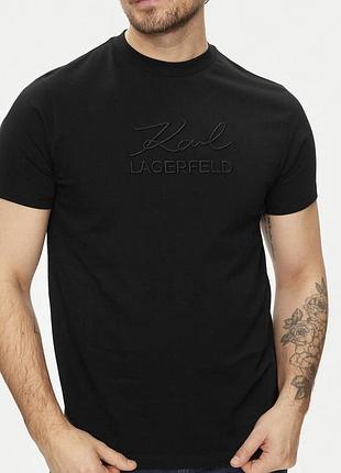 Мужская футболка karl lagerfeld черная карл лагерфельд