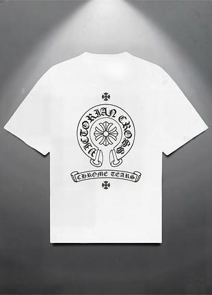 Футболка chrome hearts logo унісекс хром хартс з хрестами біла