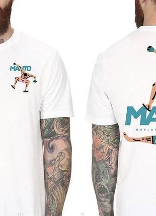 Чоловіча футболка manto stomp fight logo біла унісекс манто boxing mma ufc