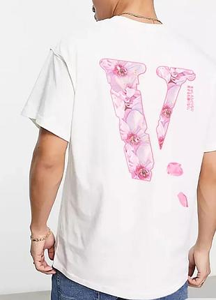 Мужская футболка vlone pink logo унисекс v лон белая