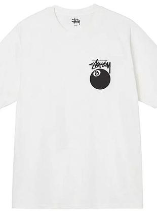 Мужская футболка stussy 8 ball белая унисекс стусси с шаром
