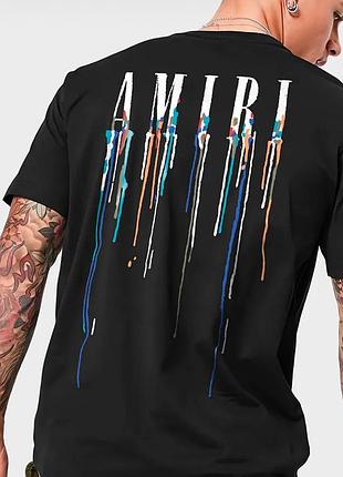Чоловіча футболка amiri logo унісекс амірі чорний