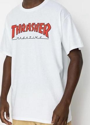 Чоловіча футболка thrasher magazine біла унісекс-трешер тишка