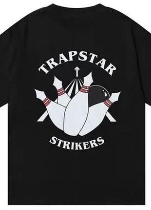Мужская футболка trapstar strikes черная унисекс трепстар боулинг страйк
