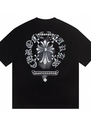 Футболка chrome hearts logo унисекс хром хартс с крестами новинка черная