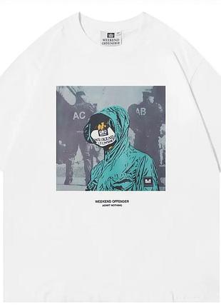 Мужская футболка weekend offender casual acab logo унисекс викенд офендер белая