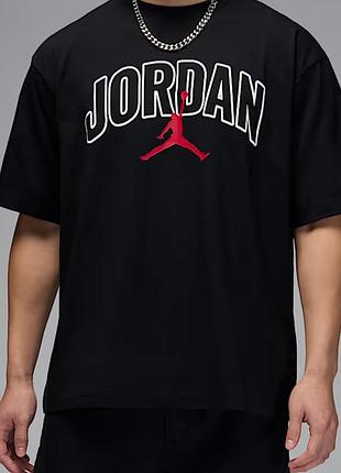 Чоловіча футболка jordan air logo чорна унісекс джордан
