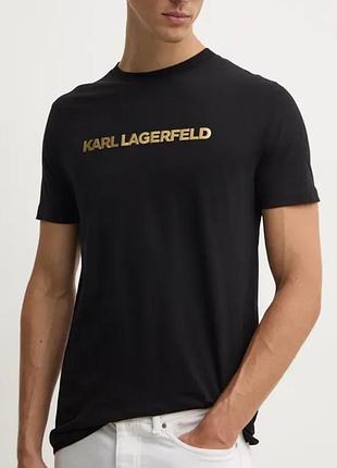 Мужская футболка karl lagerfeld logo черная унисекс карл лагерфильд