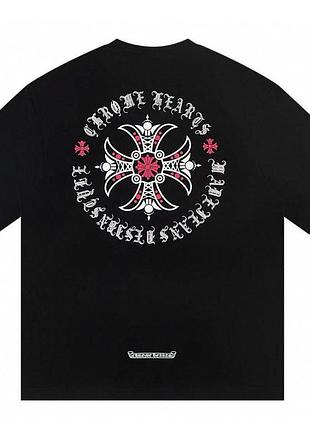 Мужская футболка chrome hearts logo унисекс хром хартс черная