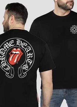 Чоловіча футболка chrome hearts logo чорна унісекс хром хартс