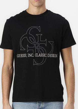 Чоловіча футболка guess big logo чорна унісекс гесс