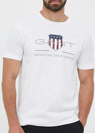 Чоловіча футболка gant logo біла унісекс гант