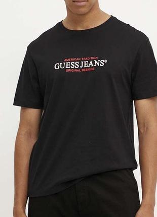 Чоловіча футболка guess logo чорна унісекс гесс