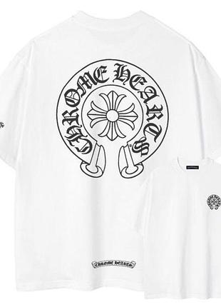 Чоловіча футболка chrome hearts logo біла унісекс хром хартс