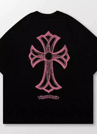Футболка chrome hearts logo унісекс хром хартс з хрестами новинка чорна
