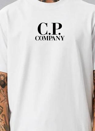 Мужская футболка c.p. company logo унисекс с.п. компани белая