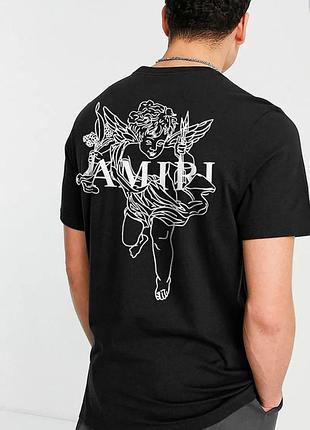 Мужская футболка amiri angel logo черная унисекс амири