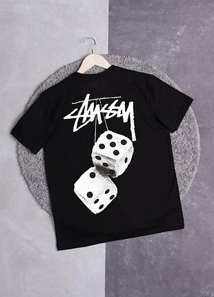 Чоловіча футболка stussy fuzzy dice чорна унісекс стуссі