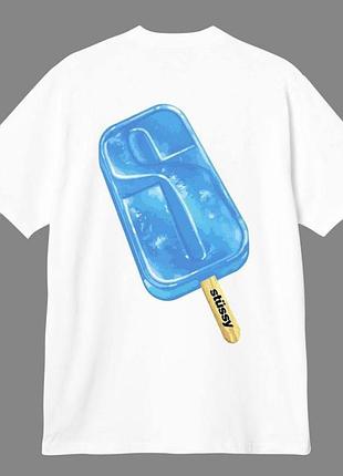 Чоловіча футболка stussy popsicle tee blu logo унісекс стуссі тиха стуссi