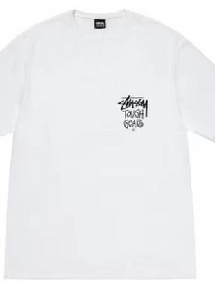 Мужская футболка stussy tough gear белая унисекс