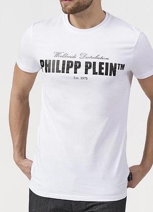 Чоловіча футболка philipp plein logo біла унісекс філіп плей