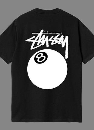 Чоловіча футболка stussy 8 ball чорна унісекс-стусі з кулею