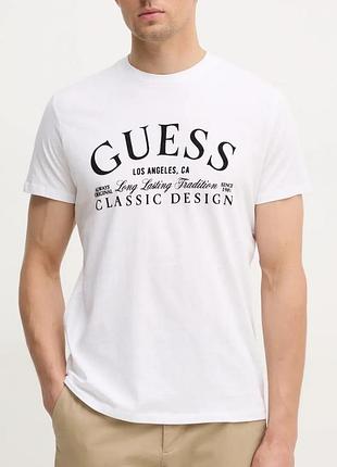 Чоловіча футболка guess big logo біла унісекс гесс