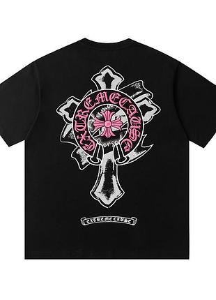 Футболка chrome hearts logo унісекс хром хартс з хрестами новинка чорна