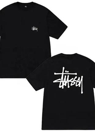 Мужская футболка stussy logo унисекс черная стусси стуссi