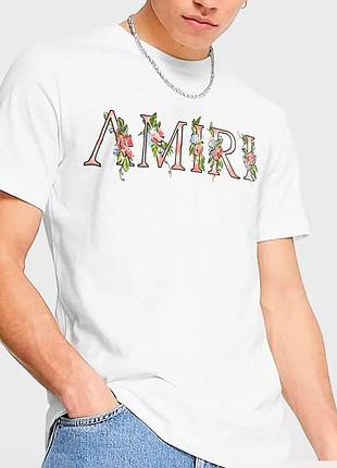 Мужская футболка amiri logo унисекс амири белая