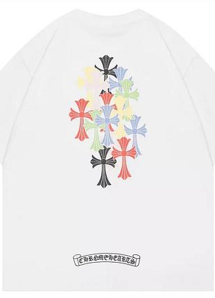 Футболка chrome hearts logo унісекс хром хартс з хрестами біла
