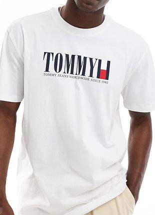Мужская футболка tommy jeans белая унисекс томми джинс