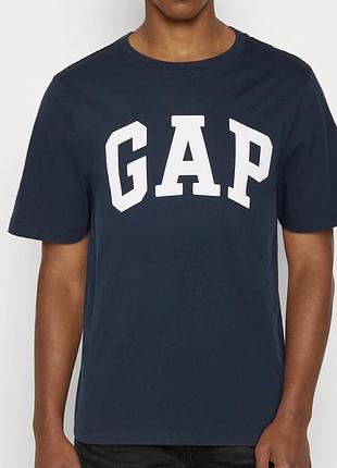 Чоловіча футболка gap logo темно-синя унісекс-геп