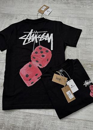 Футболка stussy fizzy dice logo чорна унісекс чудовий варіант на подарунок стусі з кубиками