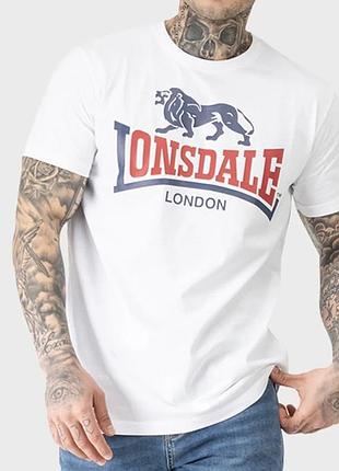 Чоловіча футболка lonsdale london logo біла унісекс-ленсдейл