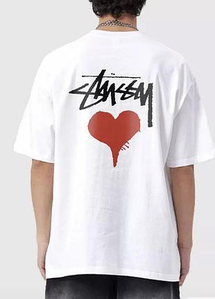 Чоловічі футболки stussy logo стільці білі унісекс тишка