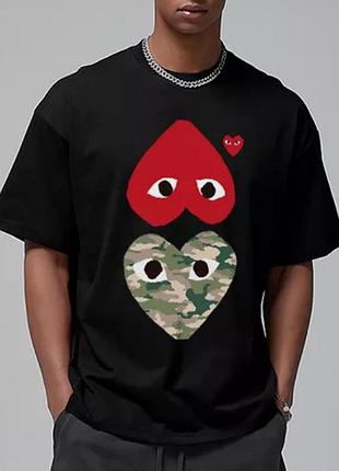 Футболка comme des garcons play logo черная унисекс плей с сердцем