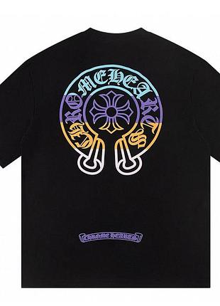 Мужская футболка chrome hearts logo унисекс хром хартс черная