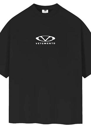 Мужская футболка vetements logo унисекс ветементс ветмо черная