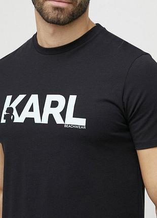 Мужская футболка karl lagerfeld черна карл лагерфельд