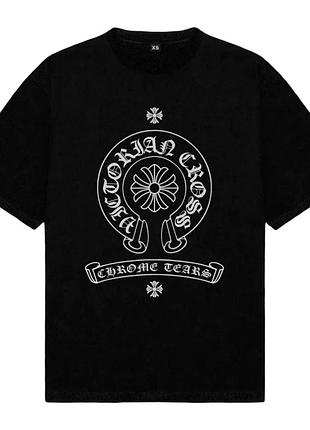 Футболка chrome hearts logo унисекс хром хартс с крестами черная