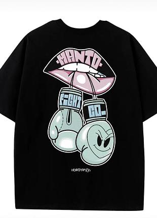 Мужская футболка manto fight co черная унисекс манто boxing ufc mma