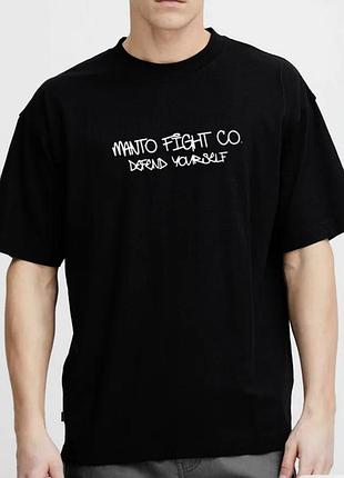 Мужская футболка manto fight co logo черная унисекс манто мма ufc boxing bjj